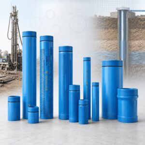 Duke borewell pipes including plain casing, slotted screen and ribbed screen pipes