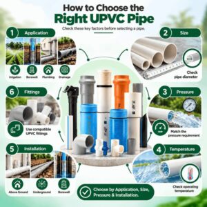 Step by step guide to choosing the right UPVC pipe based on application size pressure temperature installation and fittings